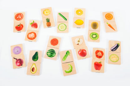 foto van het leuke spel voor dementerenden Houten Memo - Welke groente en fruit horen bij elkaar