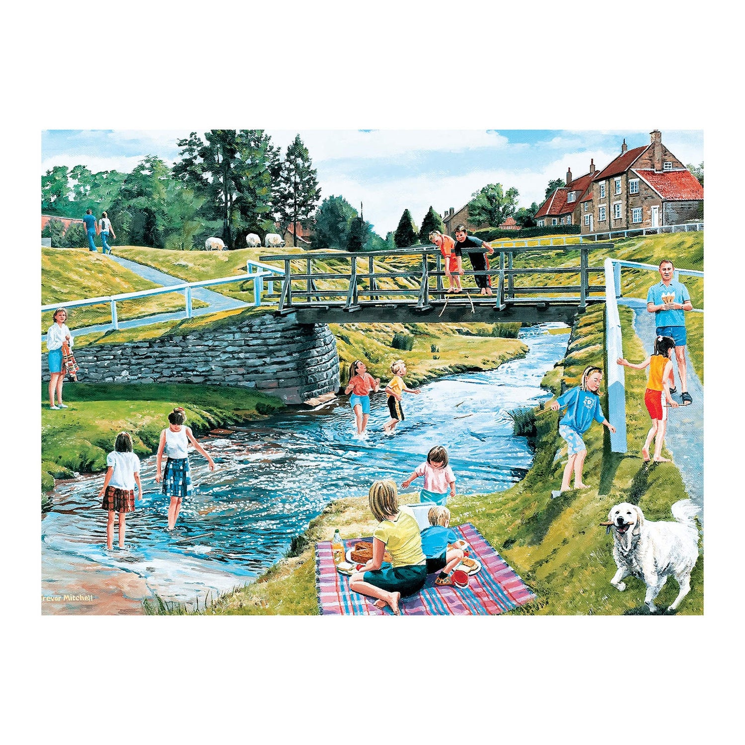 Dementie-puzzel 'Lente Picnic' – 35-delige puzzel met lentethema, stimuleert geheugen en gesprekken bij ouderen.
