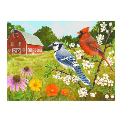 Demenzpuzzle Vögel im Sommer für Senioren und Menschen mit Demenz, mit 13 Puzzleteilen und einem klaren, gut erkennbaren Motiv