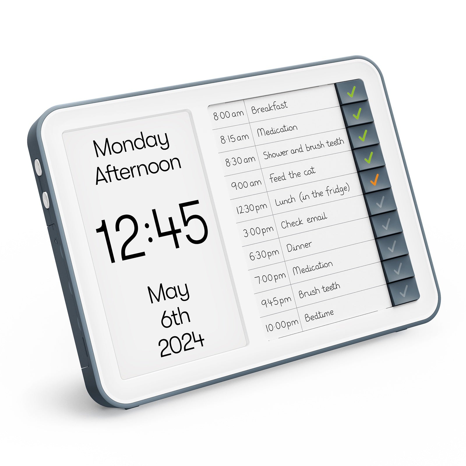 Relish Day Clock Hub – Top dementieklok die dagstructuur en activering ondersteunt voor senioren.