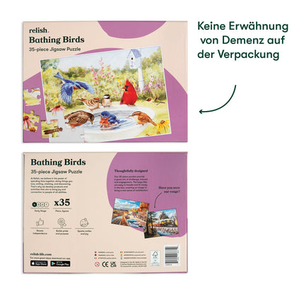 Demenz-Puzzle Badende Vögel – 35 große Teile