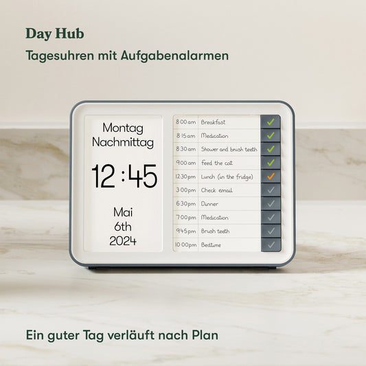 Relish Day Clock Hub – Demenzuhr für Tagesstruktur