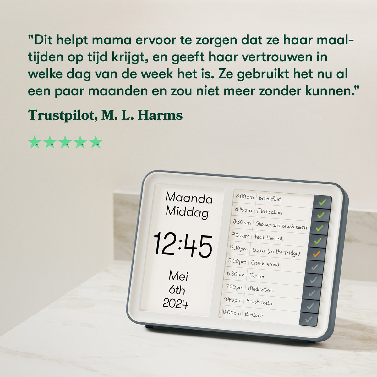 Relish Day Clock Hub – Demenzuhr für Tagesstruktur