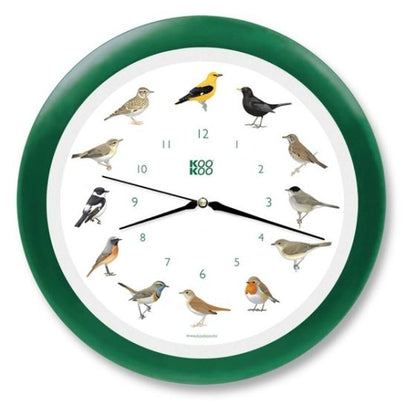 Singvögel Quarzuhr - Wanduhr aus Holz mit Vogelgeräuschen