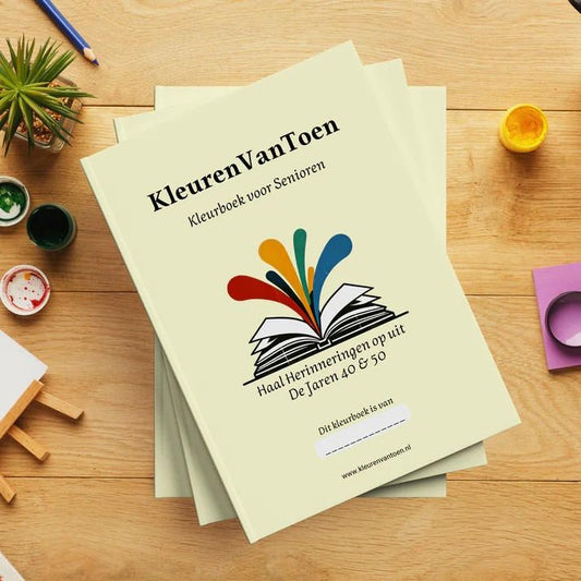 De Jaren 40 & 50 Kleurboek – Nostalgisch kleurplezier met herkenbare afbeeldingen, bevordert activering en creativiteit bij senioren.